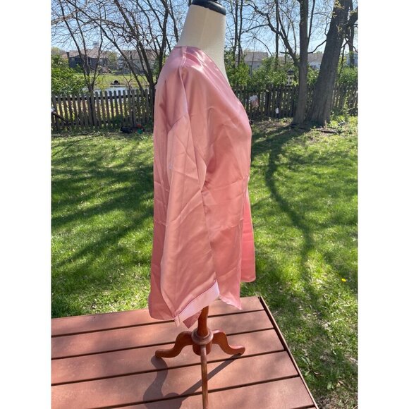Victorias Secret Gold Label Pink Satin Button-Front Long-Sleeve Top M/L - Picture 7 of 7